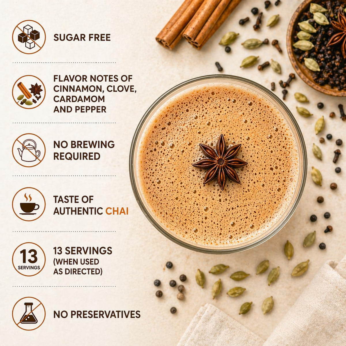 Trelish Sugar Free Chai Latte Super Concentrate | 13 servings | Black tea | Hot or iced | 8.79 fl oz