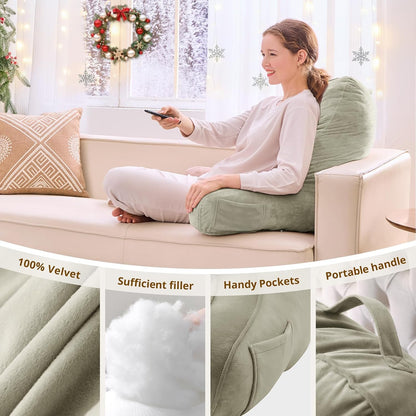 Sasttie Reading Pillows for Sitting in Bed Adult, Back Pillow Bed Sitting Up, Back-Rest Support Cushion for Sit Up on Couch, Sofa, and Floor, Dorm Essentials, Oeko-Tex Certified, Dark Grey