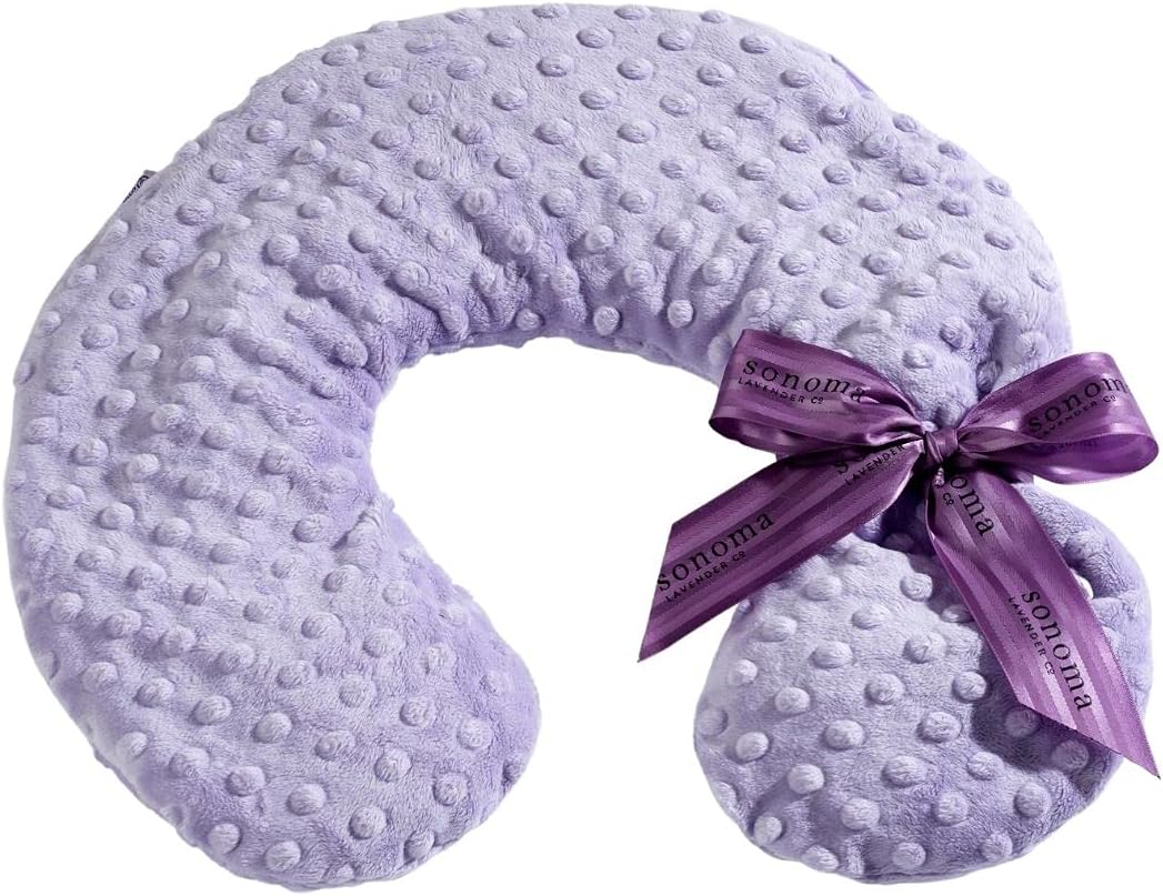 Sonoma Lavender Luxury Lavender Heatable/Chillable Neck Pillow, Microwaveable for Neck and Shoulders with Removable Washable Covers, Great for Relaxation and Pain Relief (Angora Platinum)