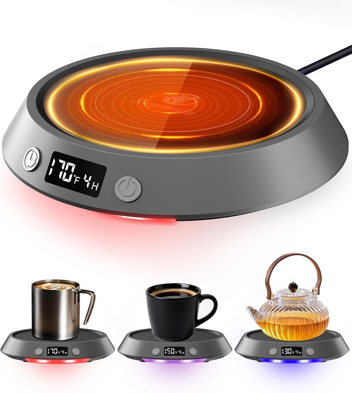 Kepwam Mug Warmer for Desk, Coffee Warmer with 3 Temp Settings & 2-9H Timer