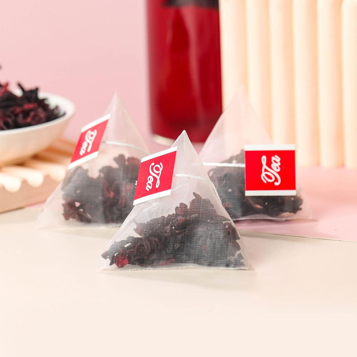 Kuting Premium Hibiscus Tea Bags, 100% Natural Herbal Mint Tea, Sugar Free, Gluten Free, Soy Free, Non-GMO, 30 Count Round Eco-Conscious Teabags (Hibiscus Tea)