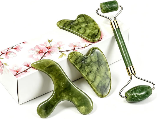 Gua Sha & Jade Roller Set, Deep‑Pressure Massage for Skin & Body Relaxation