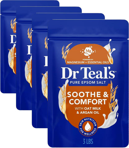 Dr Teal's Epsom Salt Magnesium Soak, Soothe & Comfort with Oat Milk & Argan Oil, 3 lbs