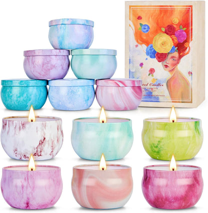 Candles, Scented Candles Gift Set for Women, 8 Pack Fruity Floral Soy Wax Aromatherapy Candles, Travel Tin Candles in Artist Gift Box, Birthday Gifts for Mom, Wife, Sister, Friend, Housewarming