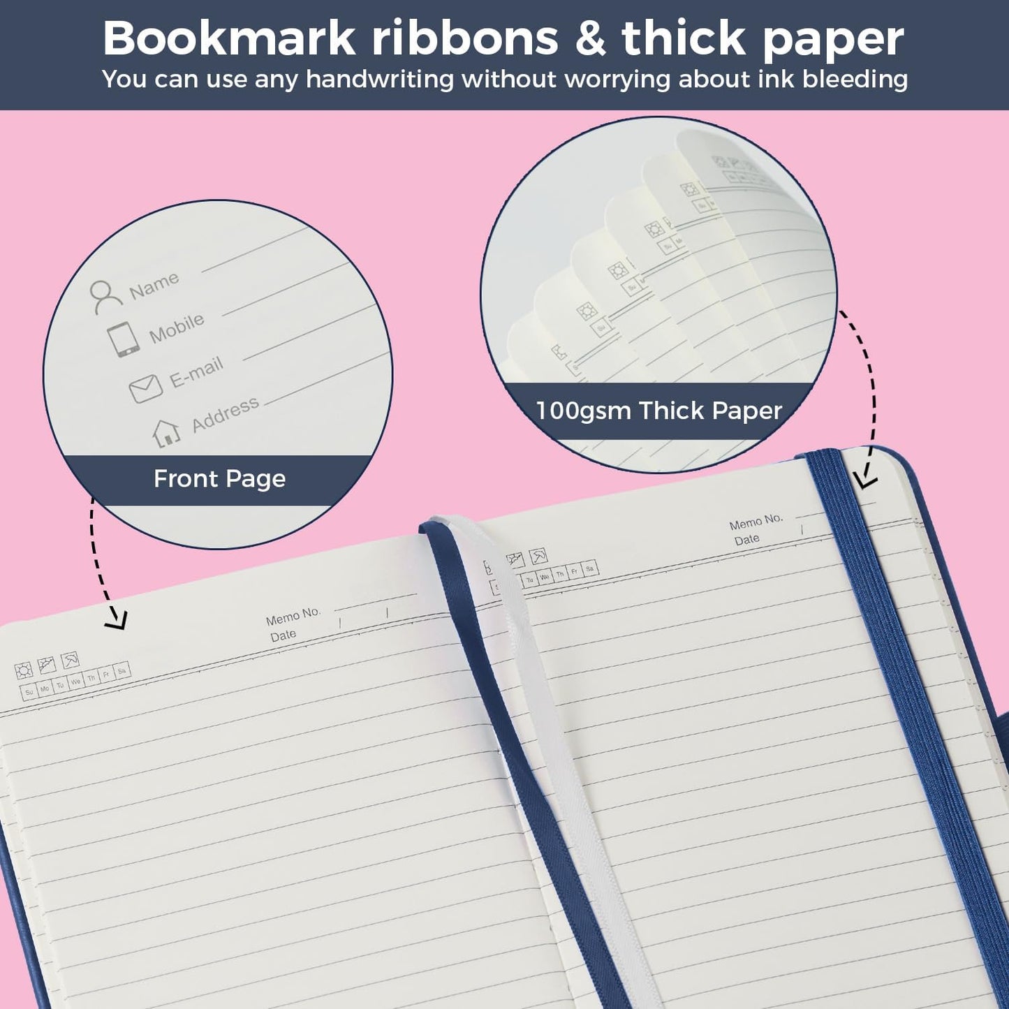 NIRMIRO (3 Pack) Pocket Notebook Small Journal with Pen, 3.7" x 5.7", A6 Mini Notebook for Women Men Work Writing, Hardcover Small Pocket Notepad with 100Gsm Premium Thick Lined Paper, Black Leather