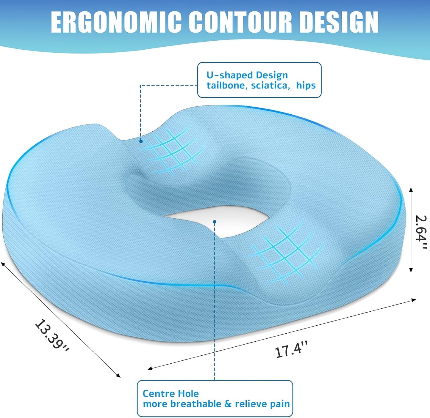 BlissTrends Donut Pillow Seat Cushion,Donut Chair Cushions for Postpartum Pregnancy & Hemorrhoids,Tailbone Pain Relief Cushion,Memory Foam Lifting Cushions for Office&Home Chairs (Black)