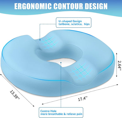 BlissTrends Donut Pillow Seat Cushion,Donut Chair Cushions for Postpartum Pregnancy & Hemorrhoids,Tailbone Pain Relief Cushion,Memory Foam Lifting Cushions for Office&Home Chairs (Black)