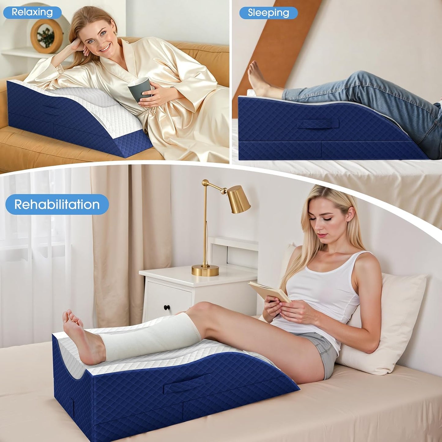 TranquilRelax Leg Elevation Pillows for After Surgery, Wedge Pillow, Grey