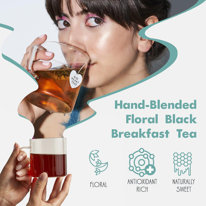 Big Heart Tea Co. Tea Bags - Edith Grey - Direct Trade Malawi Caffeinated Black Tea in Zero Plastic Sachets with Small Batch Organic Whole Herbs - Red Rose, Bergamot Oil, 10 Tea Bags