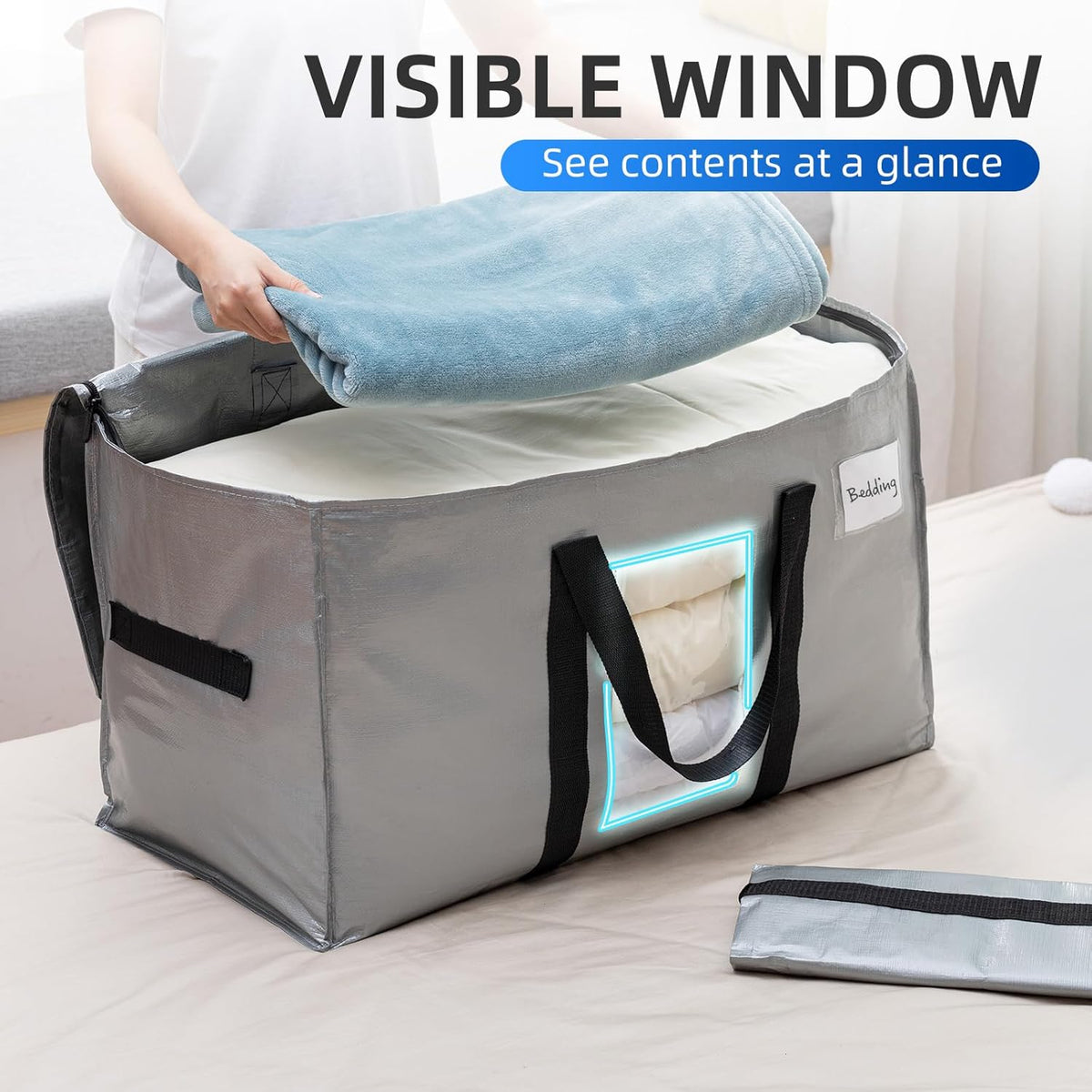 TAILI Blue Extra Large Moving Bags,Storage Bags with Visible Window