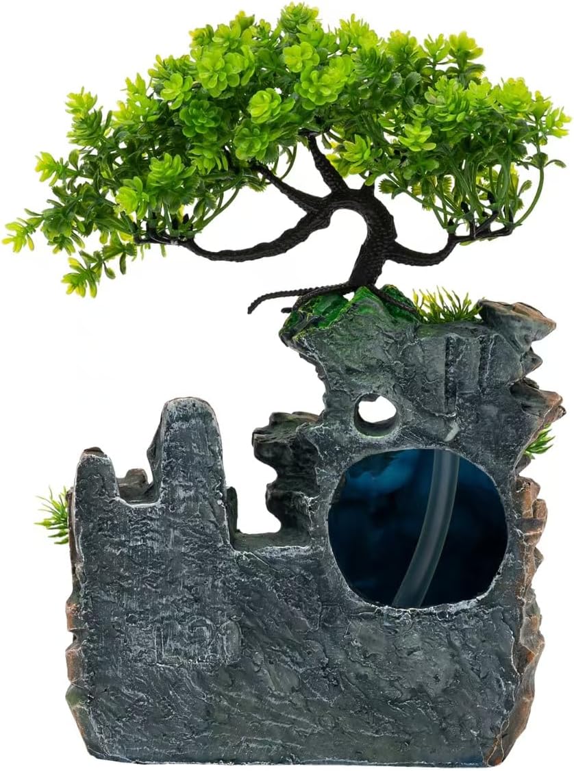 11-Inch Tabletop LED Waterfall Fountain with Mist Effect – Quiet Resin Rockery Indoor Fountain for Bedroom, Office, Meditation & Home Décor