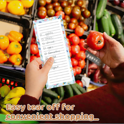 Thboxes 4 Pack Magnetic Note Pad for Fridge with Pen Holder, Totally 200 Sheets Grocery List Magnet Pad for Refrigerator Magnetic Shopping List Pad（Fruit Design）