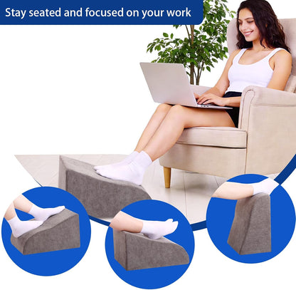Foot Rest for Under Desk at Work, Ergonomic Under Desk Footrest with Washable Cover for Office, Home & Gaming Leg Elevation Pillow Black