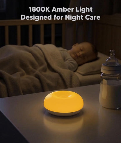 Baby Night Light for Nursery, 1800K Amber No Blue Light for Breastfeeding & Diaper Changes, Dimmable Silicone Egg Lamp with Flip Control, Brightness Memory, Child Lock, USB-C Rechargeable Nightlight