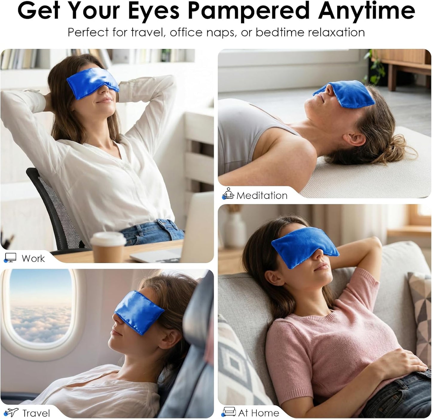 Eye Pillow for Yoga, Relaxation, Sleeping, Microwavable Weighted Eye Mask Heated for Meditation, Dry Eyes, Moist Heat Hot & Cold Eye Compress with Flaxseeds Therapy (Pink)