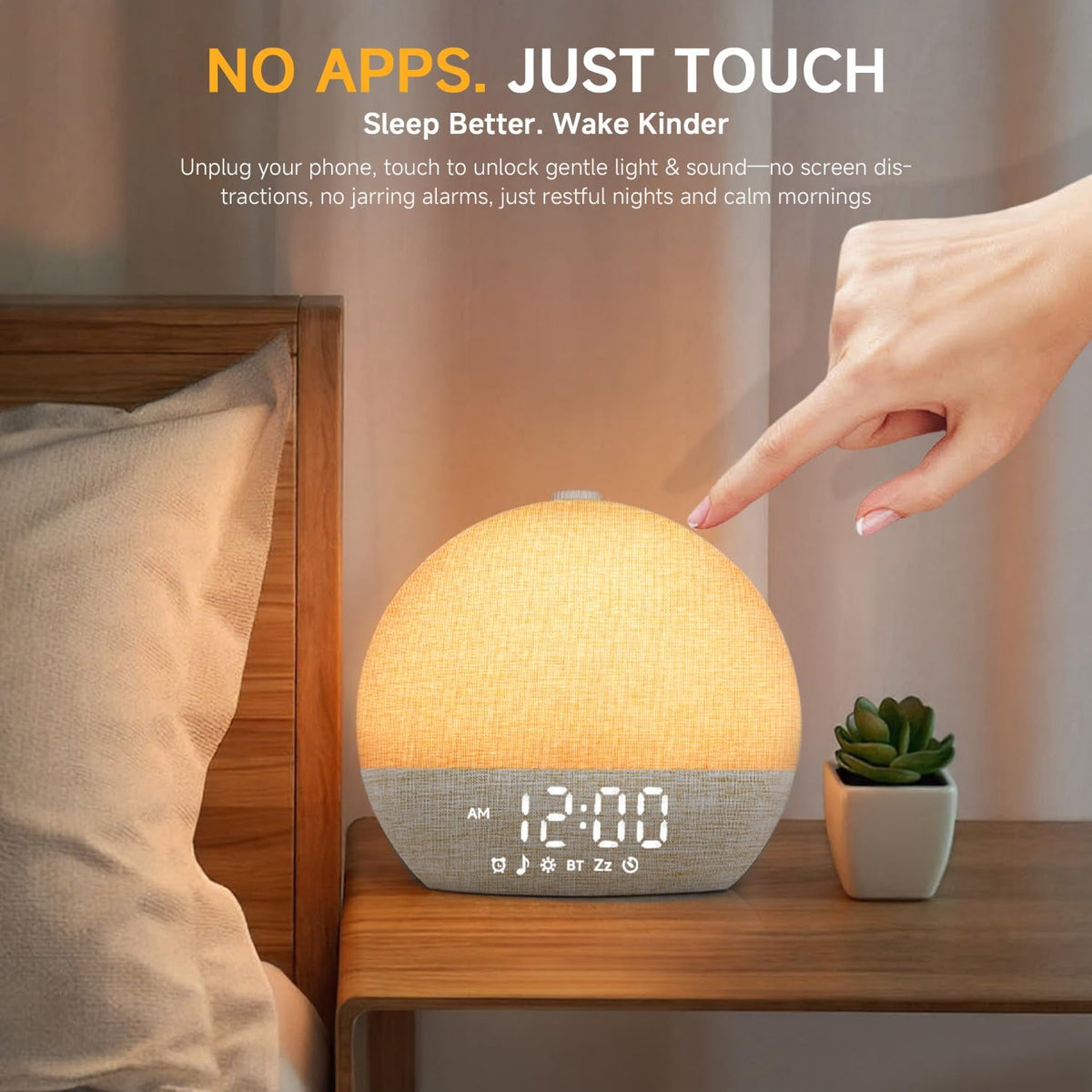 Geuuap Sunrise Alarm Clock White Noise Machine with Bluetooth Speaker,Khaki