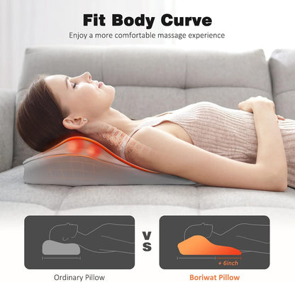 Boriwat Back Massager with Heat, 3D Kneading Massage Pillow for Back, Neck, Shoulder, Leg Pain Relief Deep Tissue, Gifts for Women Men Mom Dad