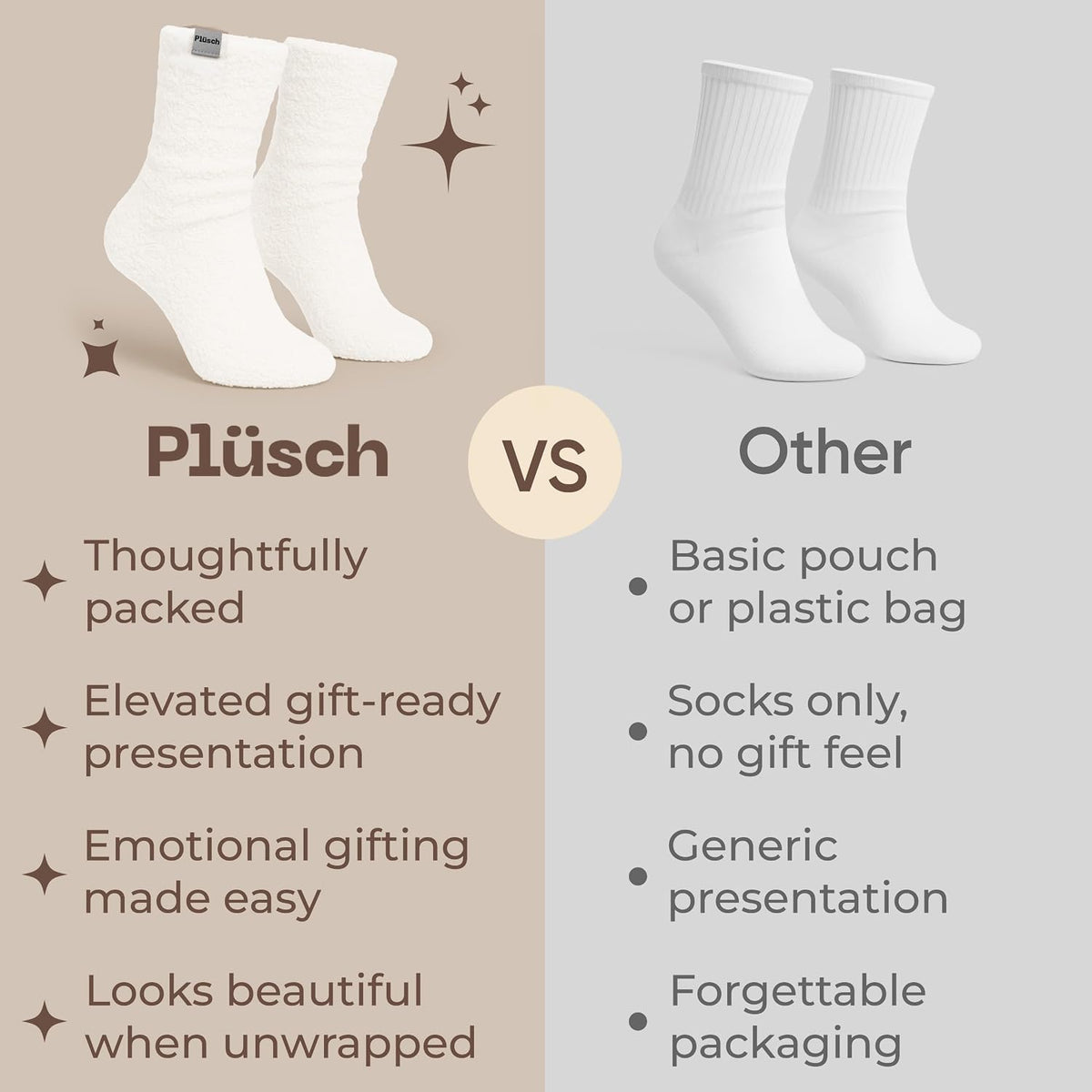Plüsch Gift for Women – Ultra-Soft Cozy Cloud Socks in Kraft Envelope – Thoughtful Self-Care, Unique Birthday Gifts for Women