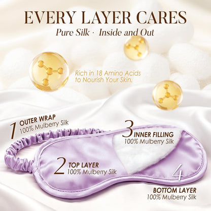 LULUSILK 100% Mulberry Silk Sleep Eye Mask for Sleeping Women and Men, Pink