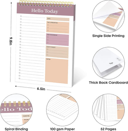 Taja To Do List Notepad - To Do List Notebook for Work with 52 Sheets, 9.8" x 6.5", Undated Daily Planner Perfect for Daily Tasks and Goal Setting, Notepad Suitable for Office, Home & School - Violet Dream