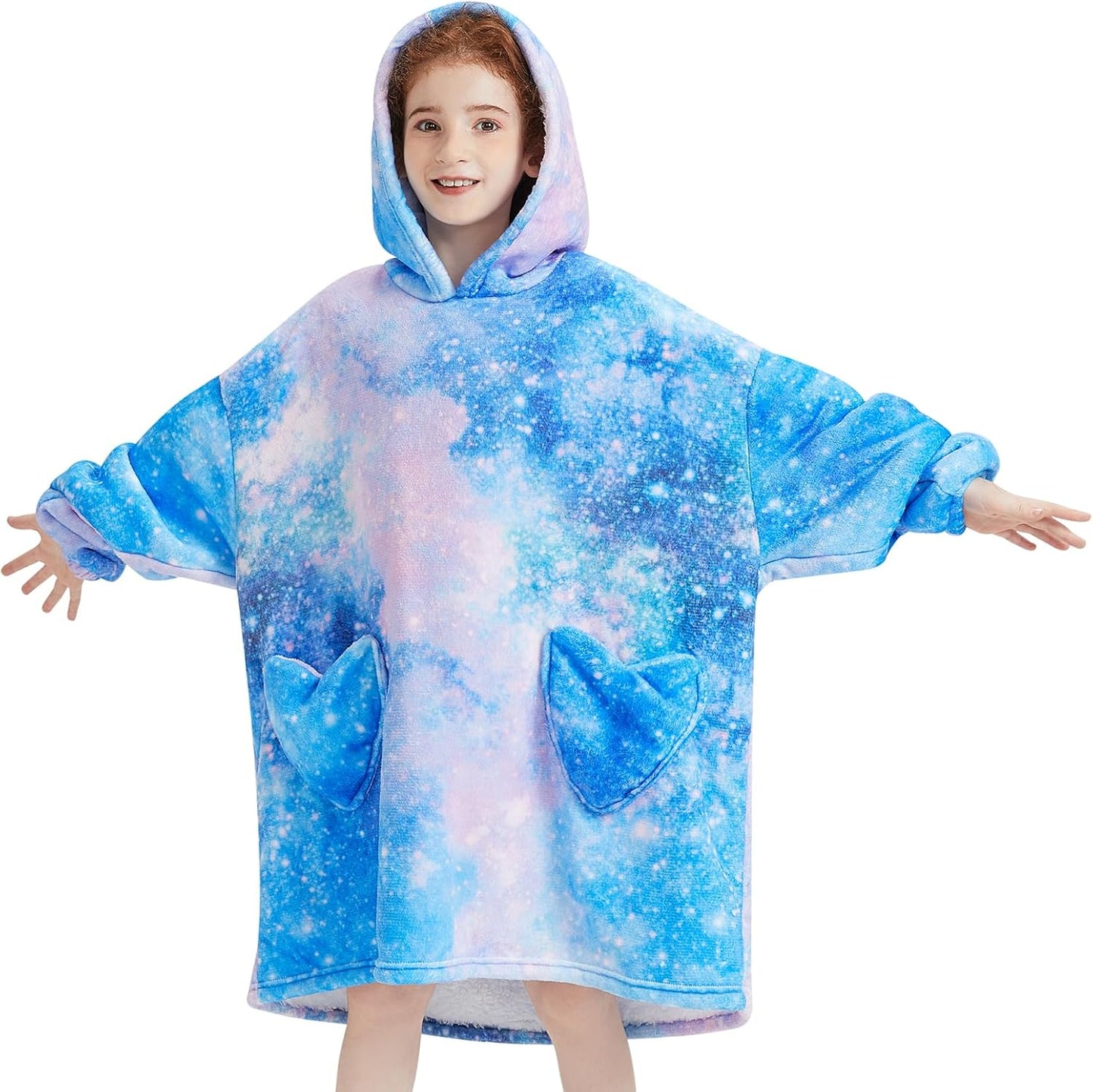 Fiosnow Glow in the Dark Unicorn Blanket Hoodies for Kids 6-13YR Oversize Wearable Blanket Hoodies for Boys Girls Teens