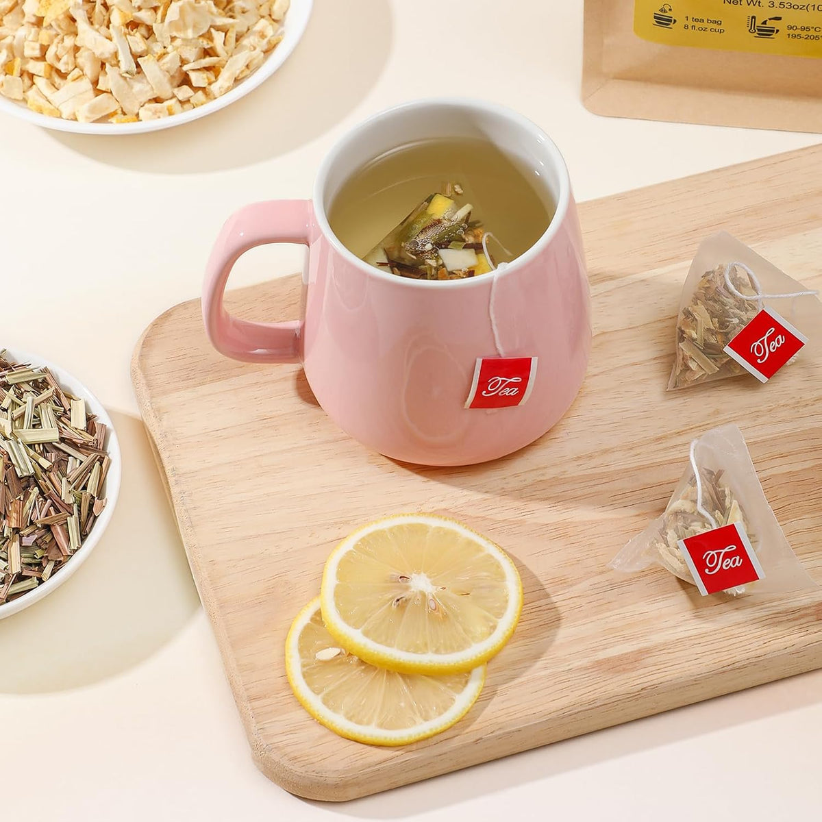 FullChea Lemon Ginger Tea Bags, 50 Counts, Non-GMO, Caffeine-Free