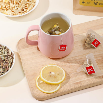 FullChea Lemon Ginger Tea Bags, 50 Counts, Non-GMO, Caffeine-Free
