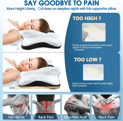 CHxxy Cervical Neck Pillow for Pain Relief Sleeping, Memory Foam Pillows