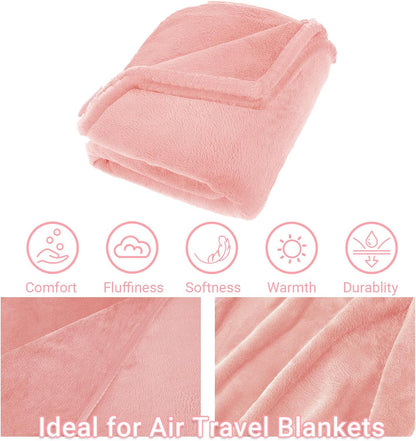 Compact Travel Blanket for Airplane, Premium Soft 2-in-1 Blanket with Pillowcase and Carry Bag, Lightweight Travel Essentials with Luggage Sleeve and Backpack Clip, Mint Green