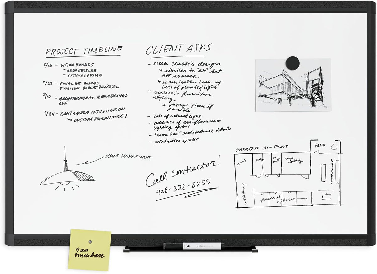 U Brands Magnetic Whiteboard, White Board Dry Erase Board for Wall, 11 x 18