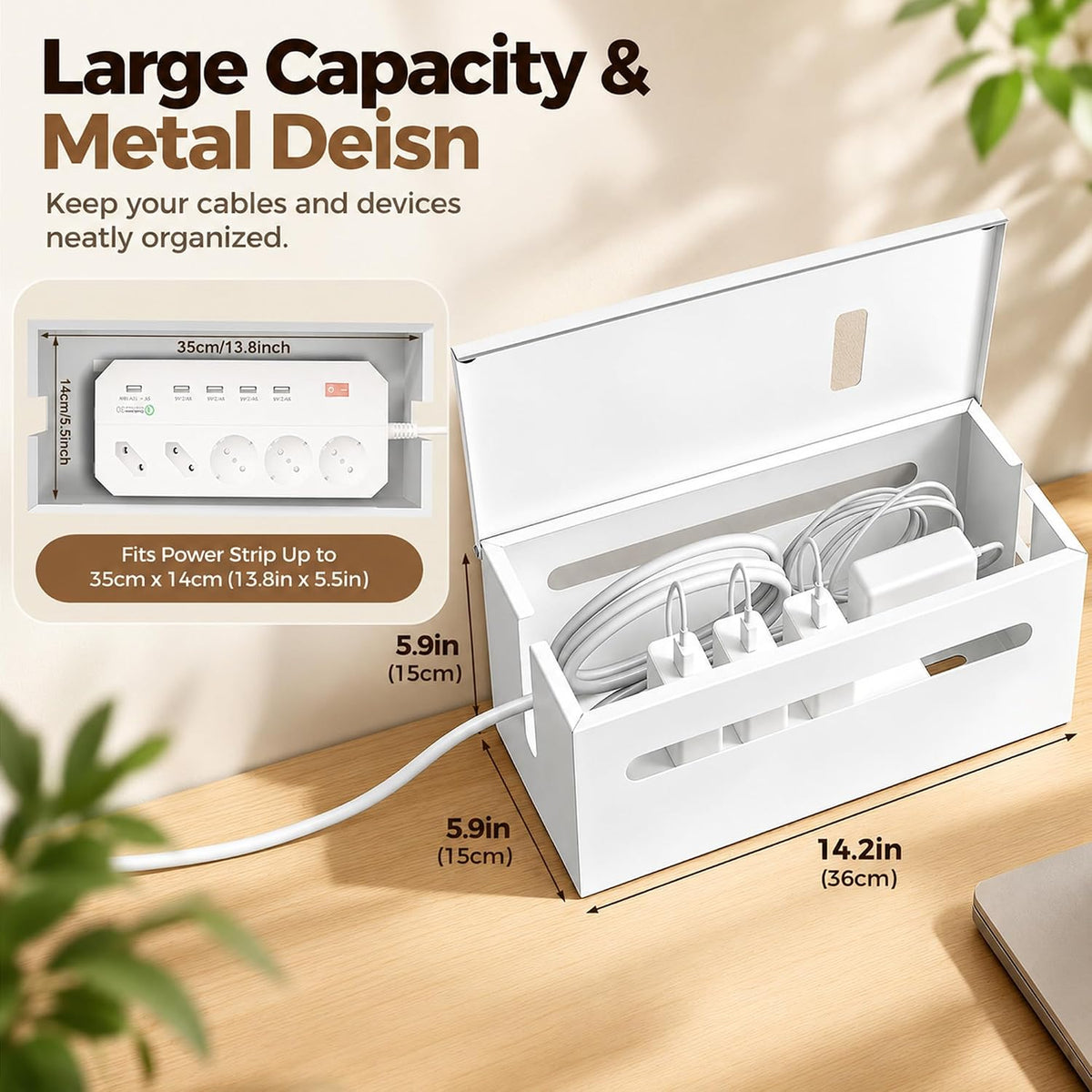 Metal Large Cable Management Box Cord Hider Wire Organizer Boxes