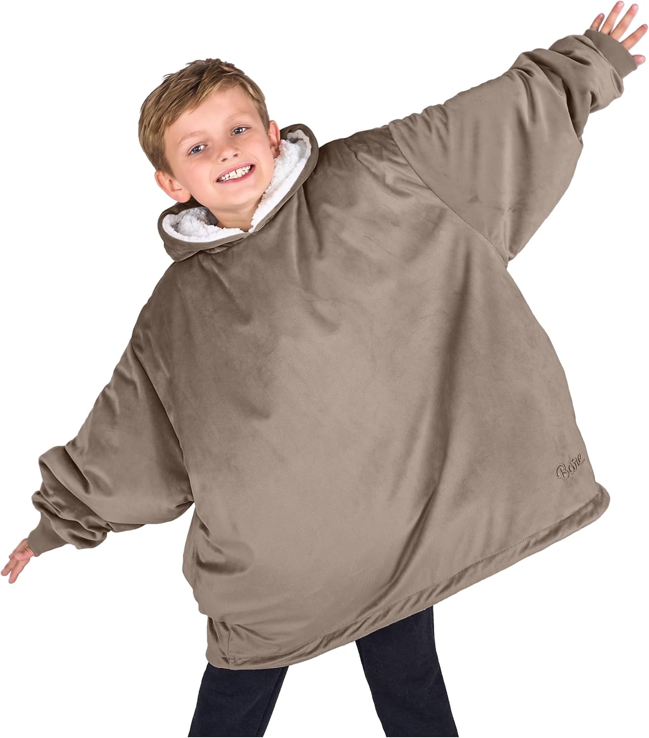 Bare Home Wearable Blanket Hoodie - Soft Plush Sherpa - Warm and Cozy - Oversized Wearable Blanket