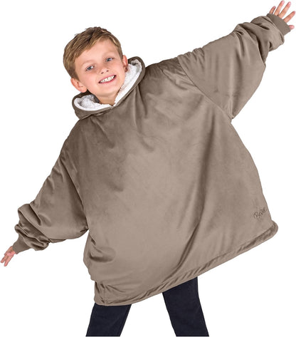 Bare Home Wearable Blanket Hoodie - Soft Plush Sherpa - Warm and Cozy - Oversized Wearable Blanket