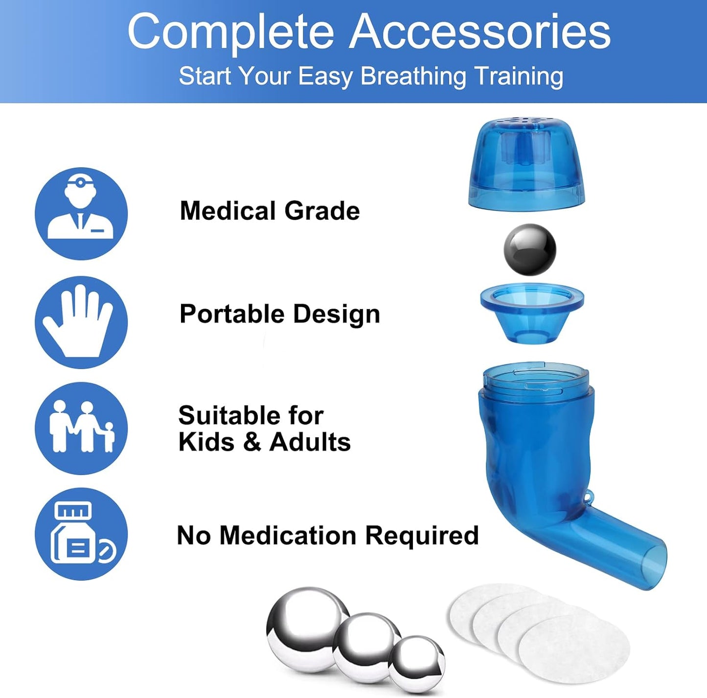 Giyosk Breathing Exercise Device for Lungs, Lung Expansion and Mucus Relief Device, Portable Expiratory Breathing Exerciser with A Set of Accessories, Breathing Trainer for Lung Cleanse(Green)