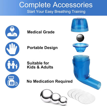 Giyosk Breathing Exercise Device for Lungs, Lung Expansion and Mucus Relief Device, Portable Expiratory Breathing Exerciser with A Set of Accessories, Breathing Trainer for Lung Cleanse(Green)