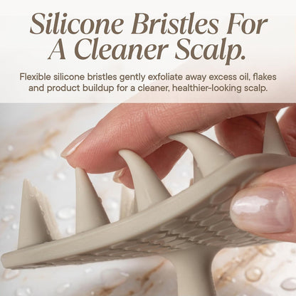 TOOLETRIES Silicone Scalp Scrubber Shampoo Brush, Scalp Brush for Hair Growth for Men & Women, Exfoliates Dandruff & Oil Build-up, Soft Flexible Bristles for Thick, Thin, Wet & Dry Hair - Charcoal