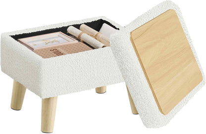 SONGMICS Foot Stool Ottoman, Small Storage Ottoman with Legs, 15.7 Inches