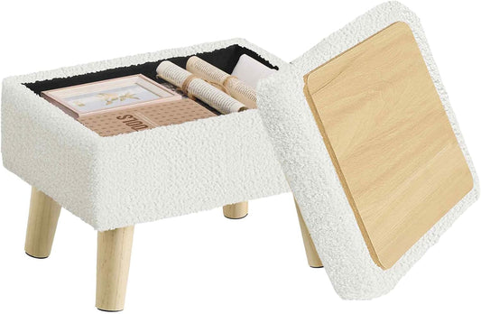 SONGMICS Foot Stool Ottoman, Small Storage Ottoman with Legs, 15.7 Inches