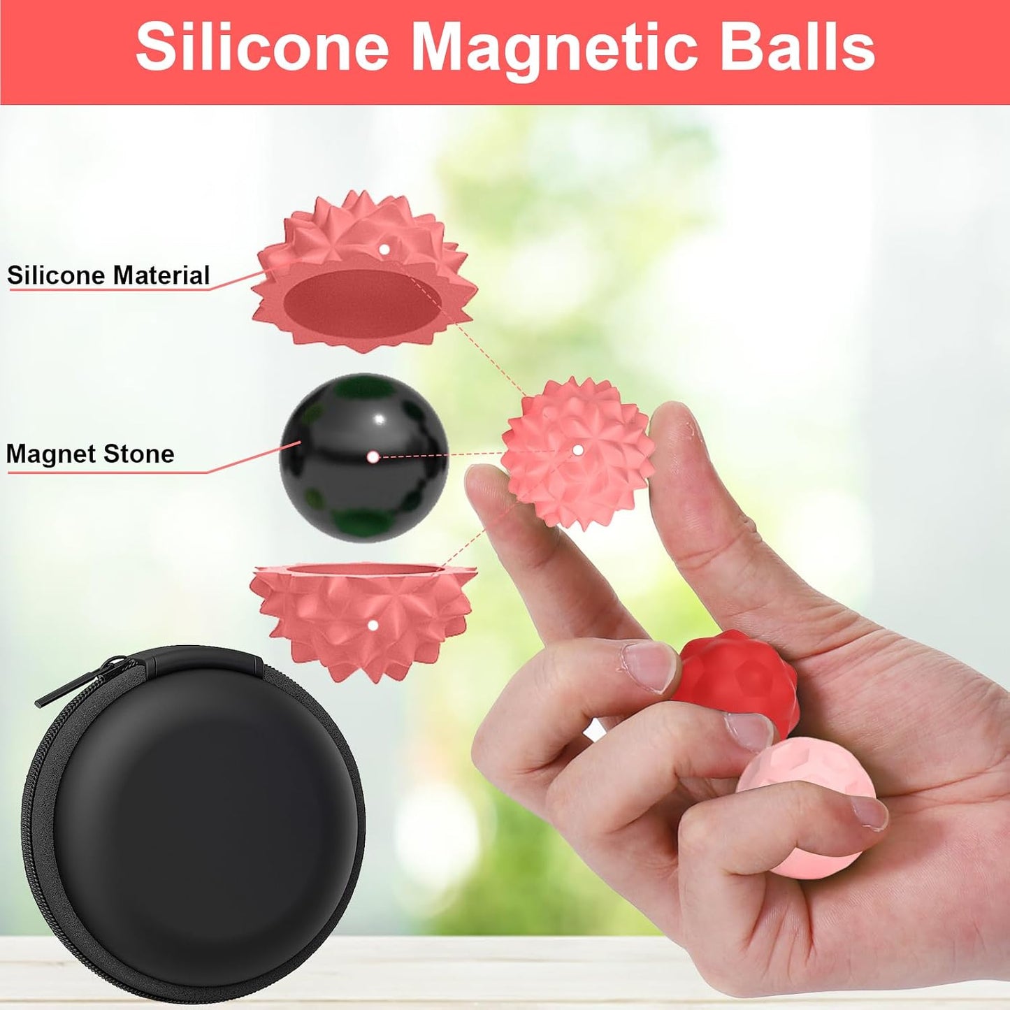 BUSOHA Silicone Fidget Balls - 4 Pack Fidget Toys Adults Sensory Toys Stress Balls for Adults Teens Gifts for Calming,Autism and ADHD Office