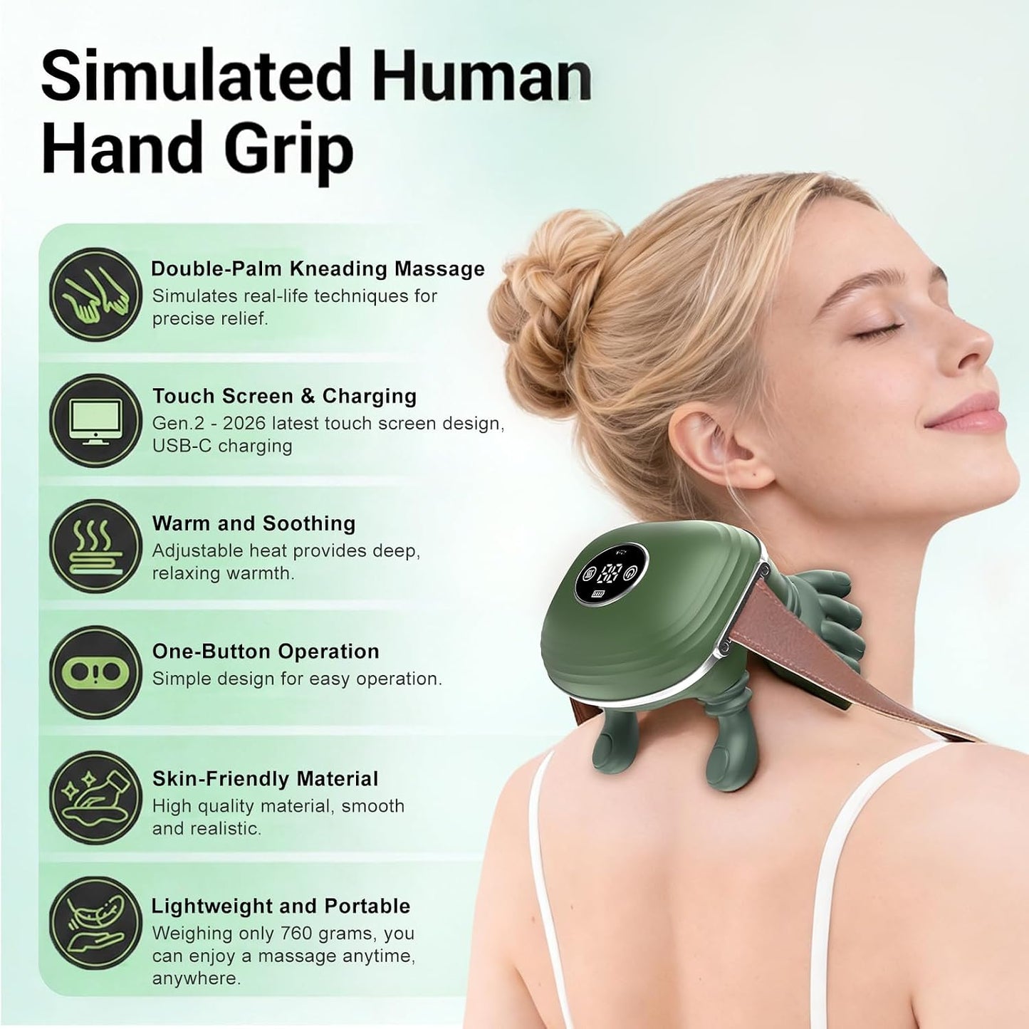 Shoulder & Neck Massager with Heat, Bionic Neck Massager for Pain Relief Deep Tissue, 4D Kneading Fingers, LCD Display & Adjustable Intensity, Relaxation Muscle Tension, Ideal Gift for Men and Women