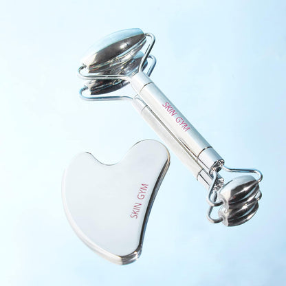Skin Gym Jade Facial Roller & Gua Sha Tool Workout Set, Revitalizing Skincare for Enhanced Glow & Smooth Skin