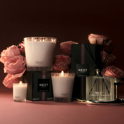 NEST New York Reed Diffuser, Bamboo - 5.9 fl oz - Fragrance for Up to 90 Days - Reusable, Refillable Glass Holder - Includes 8 All-Natural Reed Sticks - Flame Free