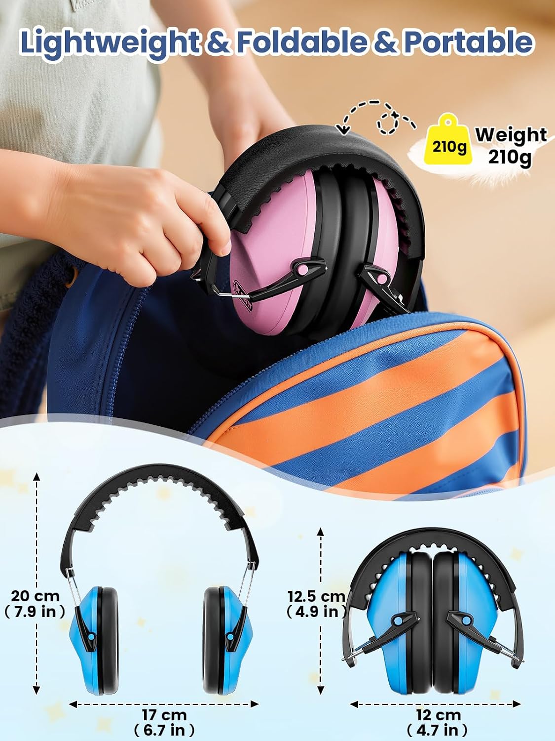 Dr.meter Ear Muffs for Noise Reduction: 27.4SNR Noise Cancelling Headphones for Kids Adults, EM100 Adjustable Hearing Protection Earmuffs for Monster Jam, Autism Sensory, Concerts, Fireworks- 3PACK
