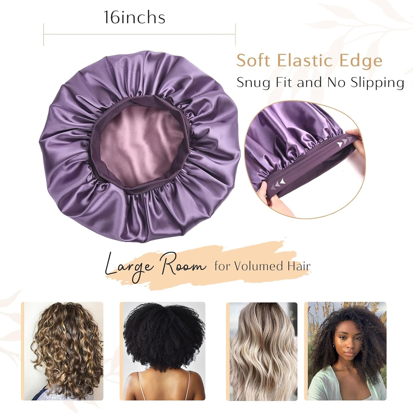 YANIBEST Silk Bonnet for Sleeping Women, Double Layer Hair Satin Bonnets with Elastic Band, Sleep Cap Curly Natural Hair