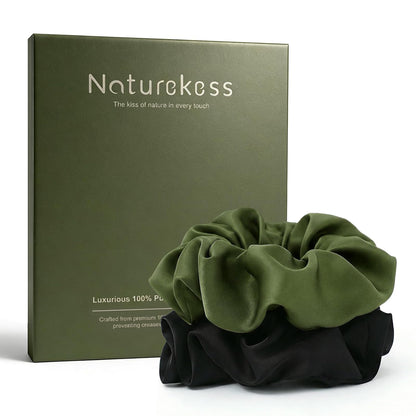 100% Mulberry Silk Scrunchies for Women, Oversized XL Hair Tie for Sleeping, Curly Thick or Thin Hair, No Damage Soft Silk Hair Accessory