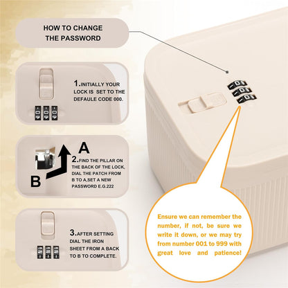Medication Lock Box,Small Lockable Storage Box with Combination Code for Phone,Medicine Safe,Food, Home,Refrigerator,Office,Personal Items,Travel,Gift