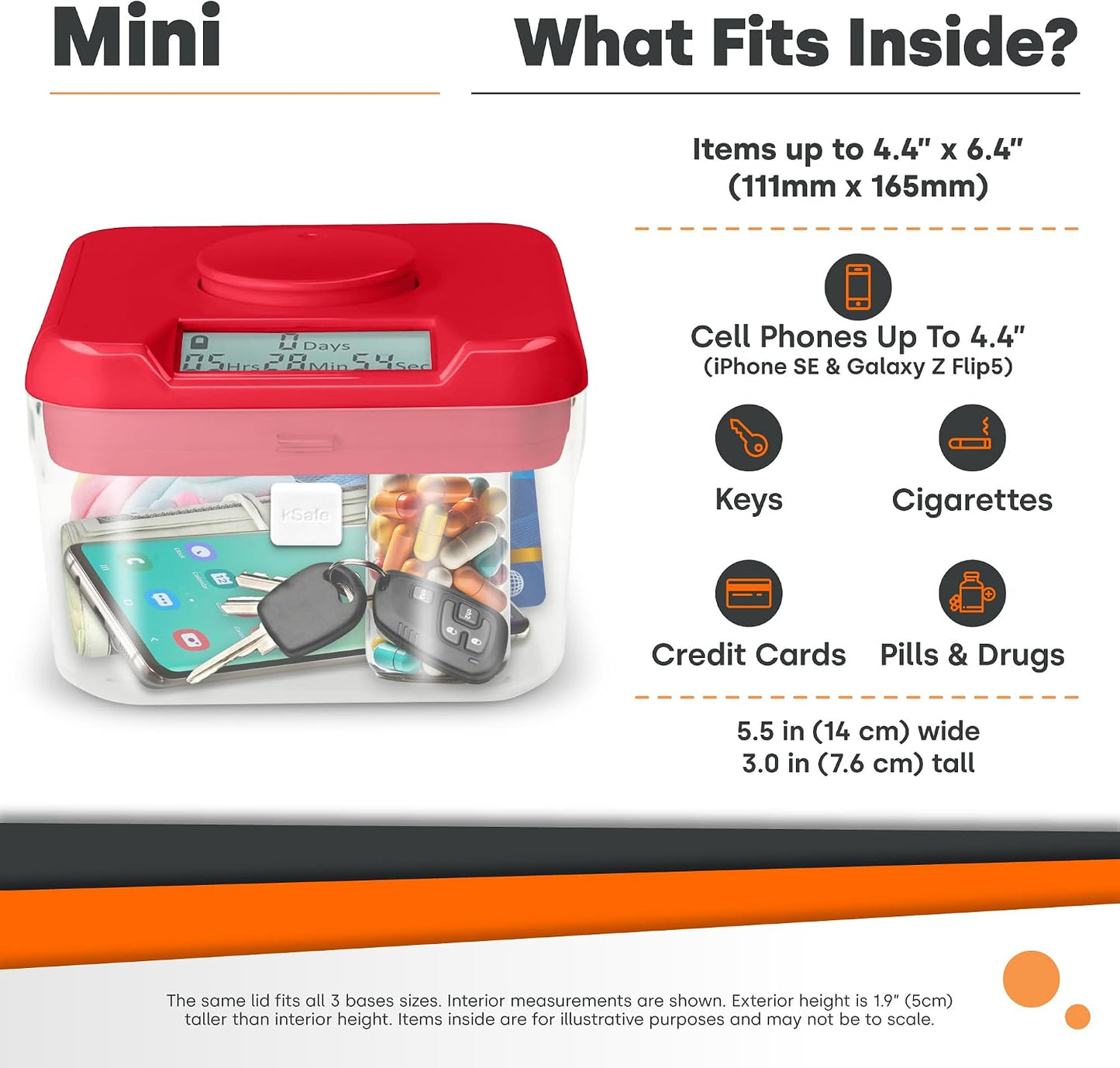 Kitchen Safe Time Locking Container (Medium), Timed Lock Box for Cell Phones, Snacks, and other unwanted temptations (White Lid + 5.5” Clear Base)