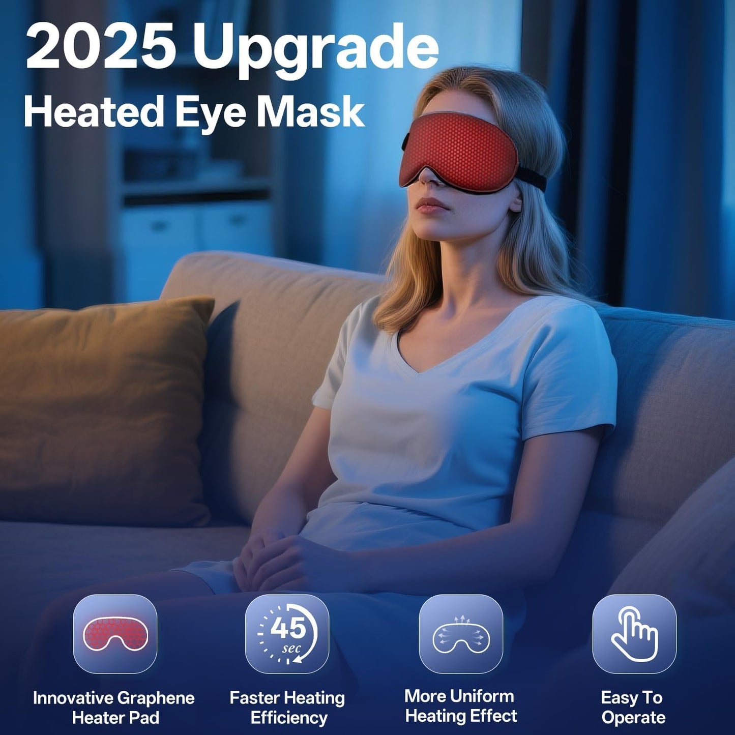 Cordless Heated Eye Mask for Dry Eyes,Electric Warm Compress for Fast Eye Relief Rechargeable USB Heat Relax Mask for Sleep
