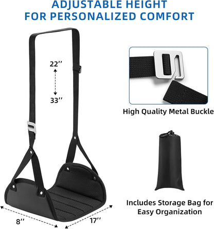 2-Pack Airplane Foot Hammock for Plane Travel – Adjustable Leg Rest Foot Hammock with Metal Buckles – Lightweight Travel Foot Rest for Airplane, Train, Bus and Car