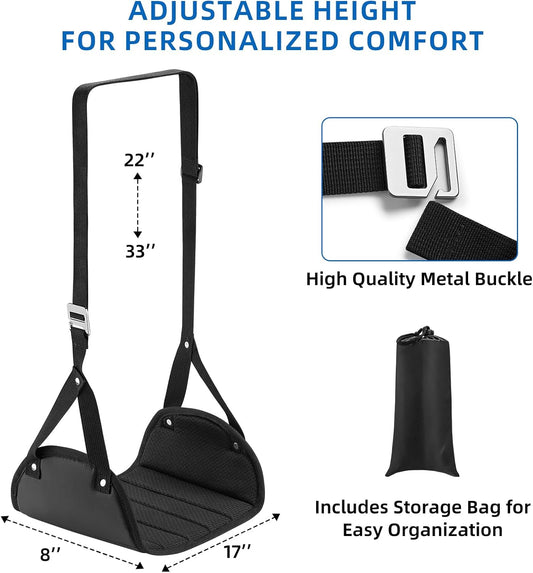 2-Pack Airplane Foot Hammock for Plane Travel – Adjustable Leg Rest Foot Hammock with Metal Buckles – Lightweight Travel Foot Rest for Airplane, Train, Bus and Car